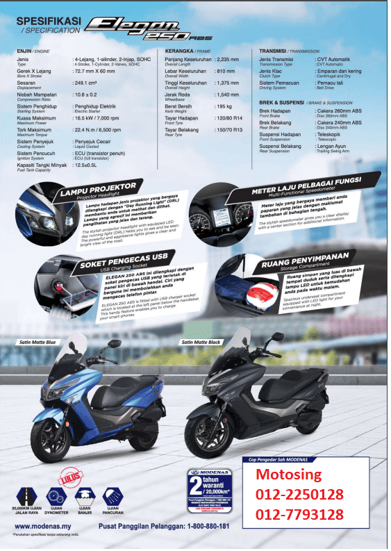 Modenas Elegan 250 ABS - Motosing - Image 10